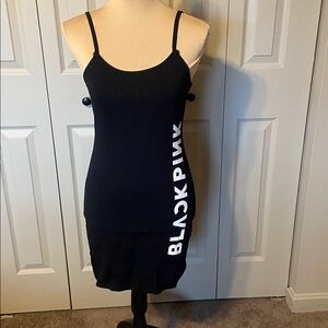 H & M Divided Blackpink Bodycon Mini Black Knit Spaghetti Strap Dress Small